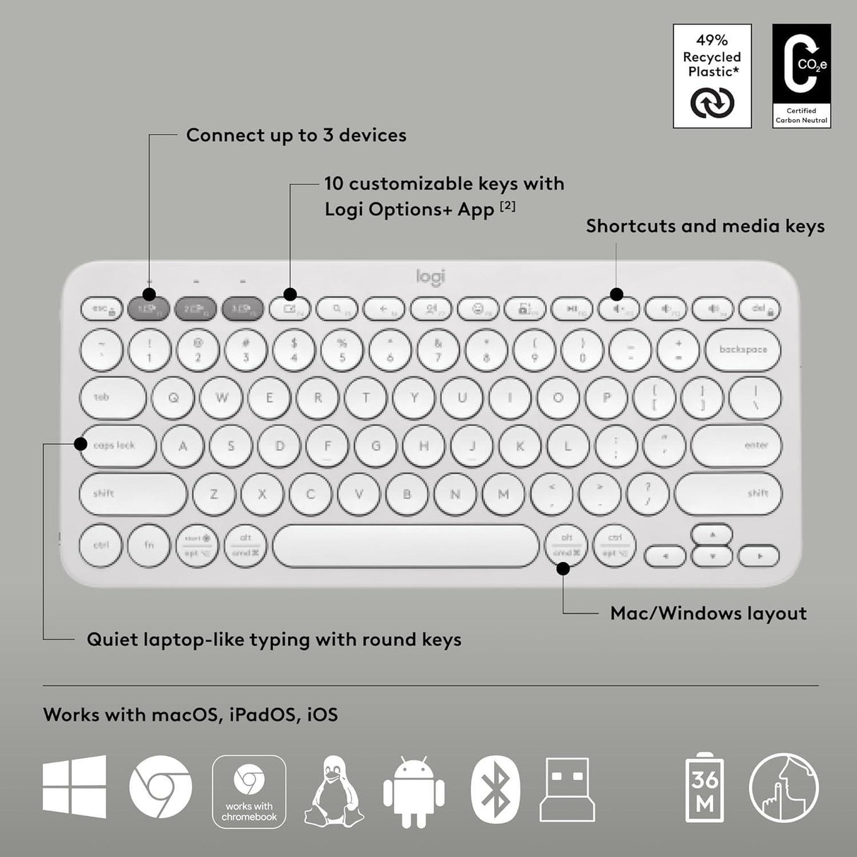 Logitech K380S Pebble 2 Combo Wireless Keyboard & Mouse - CozyDev