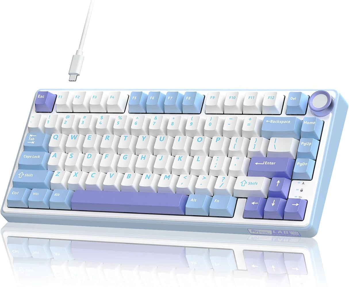 RK ROYAL KLUDGE R75 Tri-Mode Hot Swappable Mechanical Gaming Keyboard - Misty Rain Switch