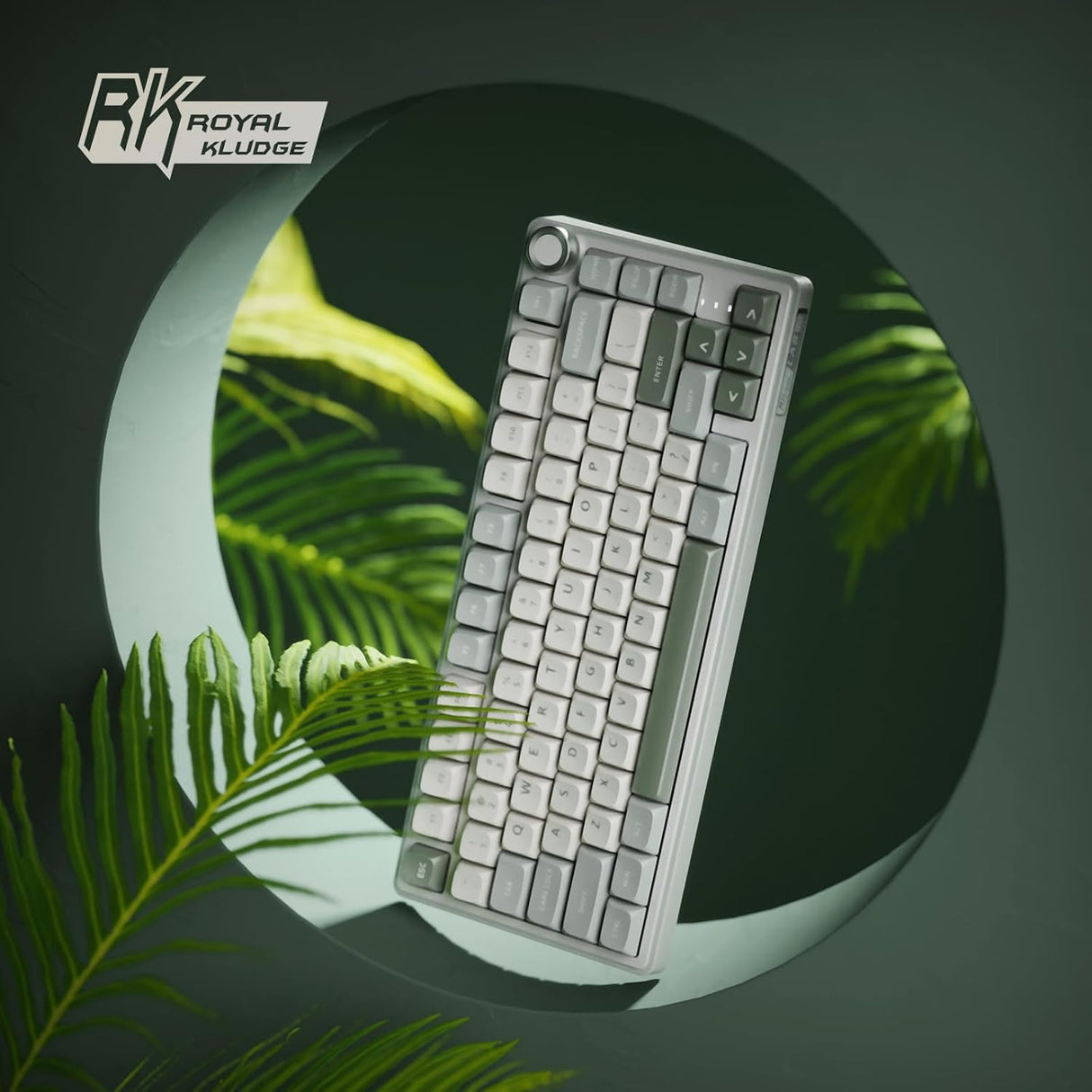 RK ROYAL KLUDGE R75 Tri-Mode Hot Swappable Mechanical Gaming Keyboard - Misty Rain Switch