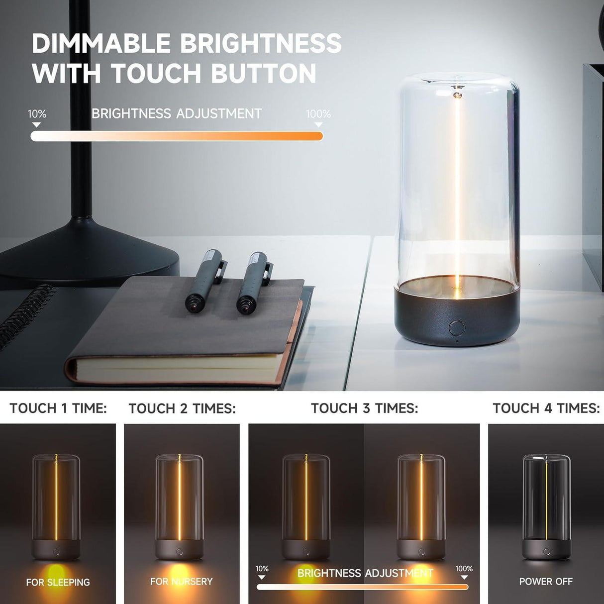 Auge Light Minimalist Table Lamp Cordless LED Rechargeable Modern Night - CozyDev