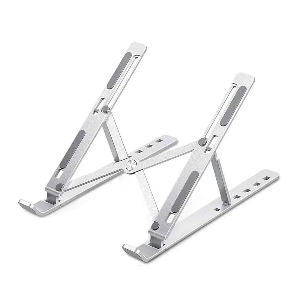 Portable and Foldable Laptop Stand Adjustable Aluminum Silver - CozyDev