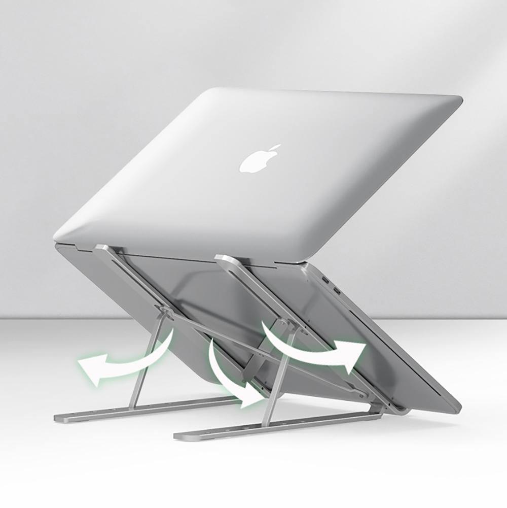 Portable and Foldable Laptop Stand Adjustable Aluminum Silver - CozyDev