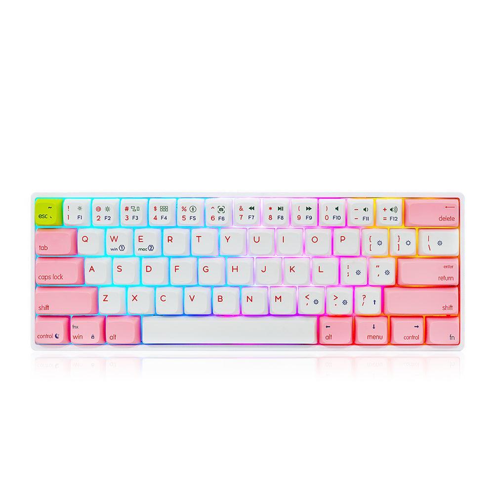 Skyloong GK61 SK61 60% Wired Mechanical Gaming Keyboard White/Pink Colour - CozyDev