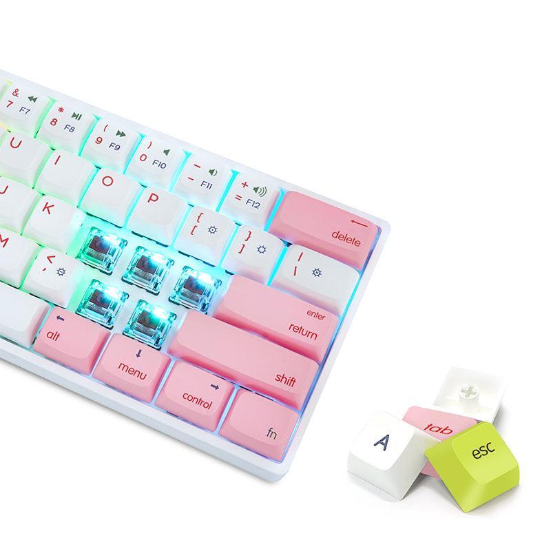 Skyloong GK61 SK61 60% Wired Mechanical Gaming Keyboard White/Pink Colour - CozyDev