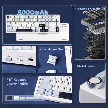 AULA F99 Tri-mode Hot Swappable RGB Mechanical Gaming Keyboard
