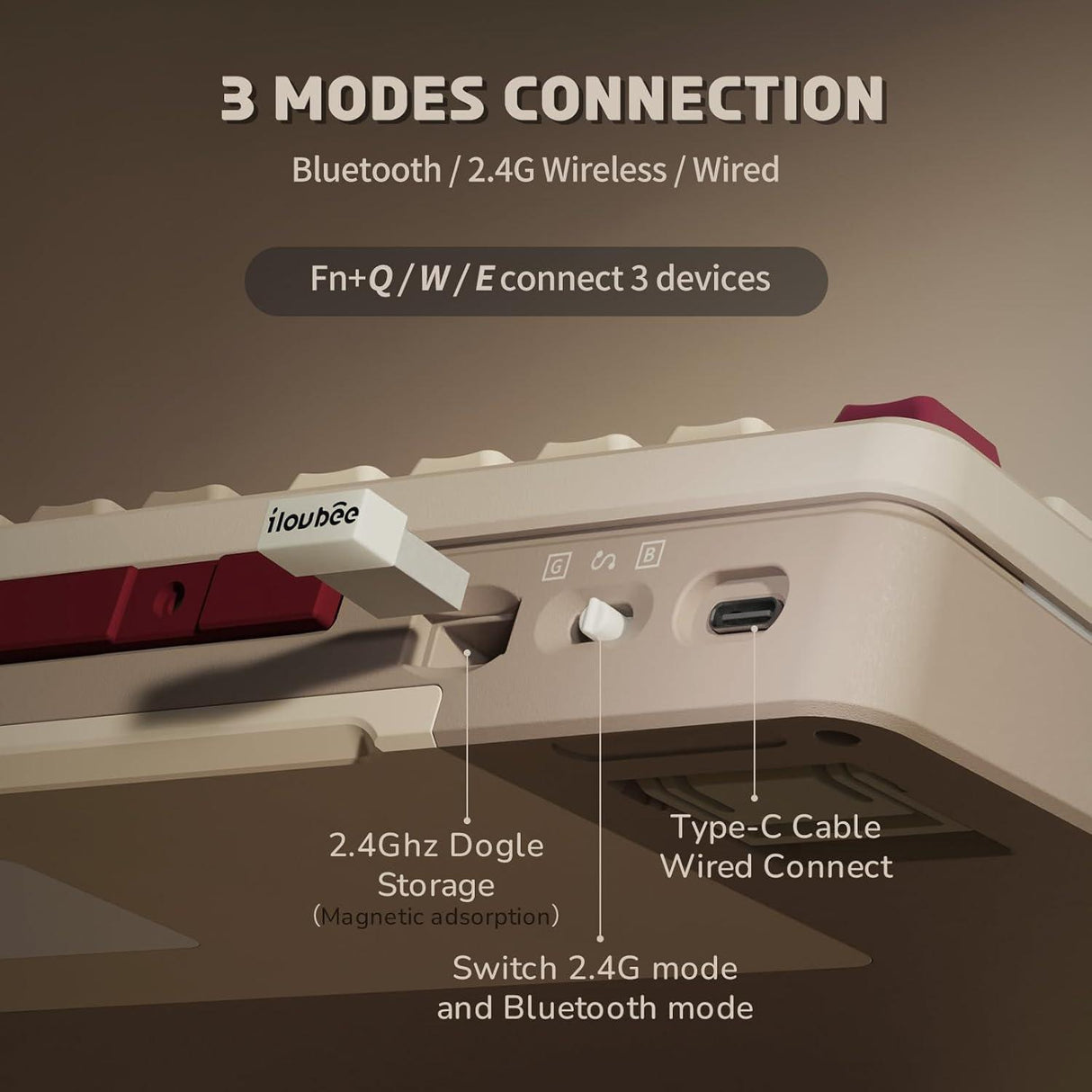 ILovbee B87 Mechanical Keyboard Tri-mode Mechanical Keyboard