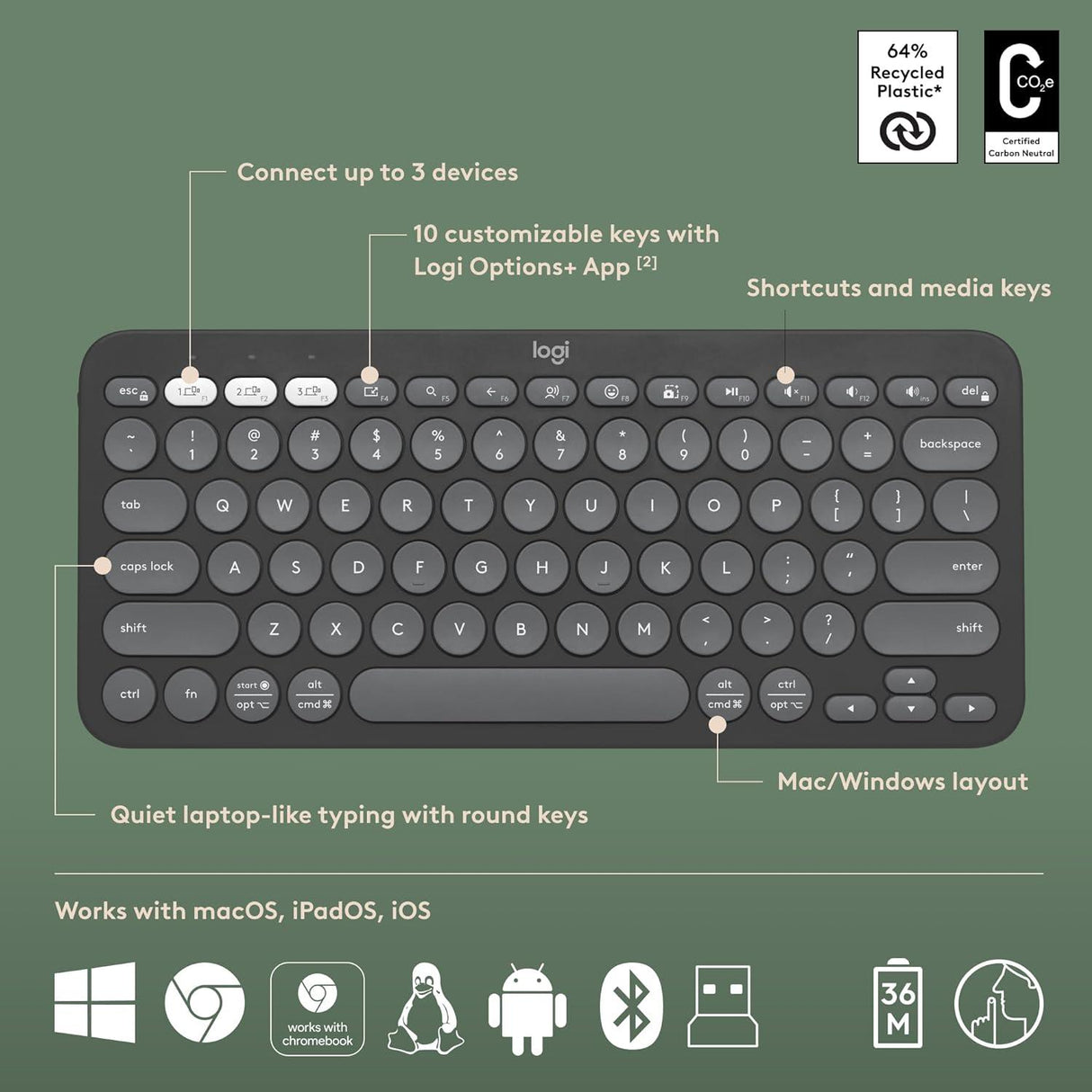 Logitech K380S Pebble 2 Combo Wireless Keyboard & Mouse