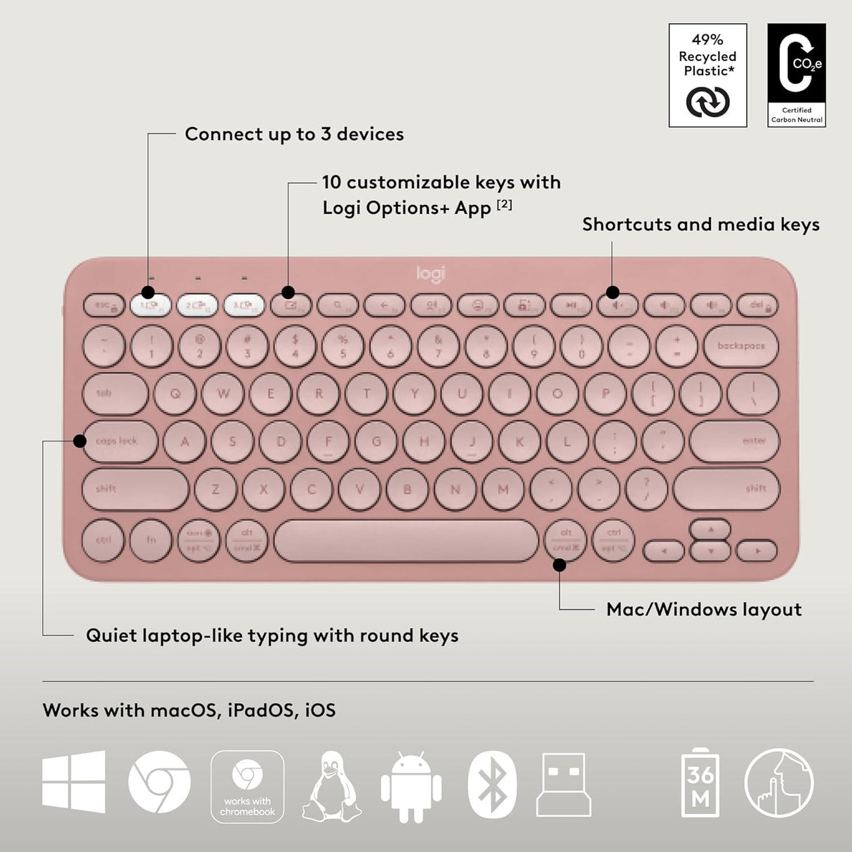 Logitech K380S Pebble 2 Combo Wireless Keyboard & Mouse