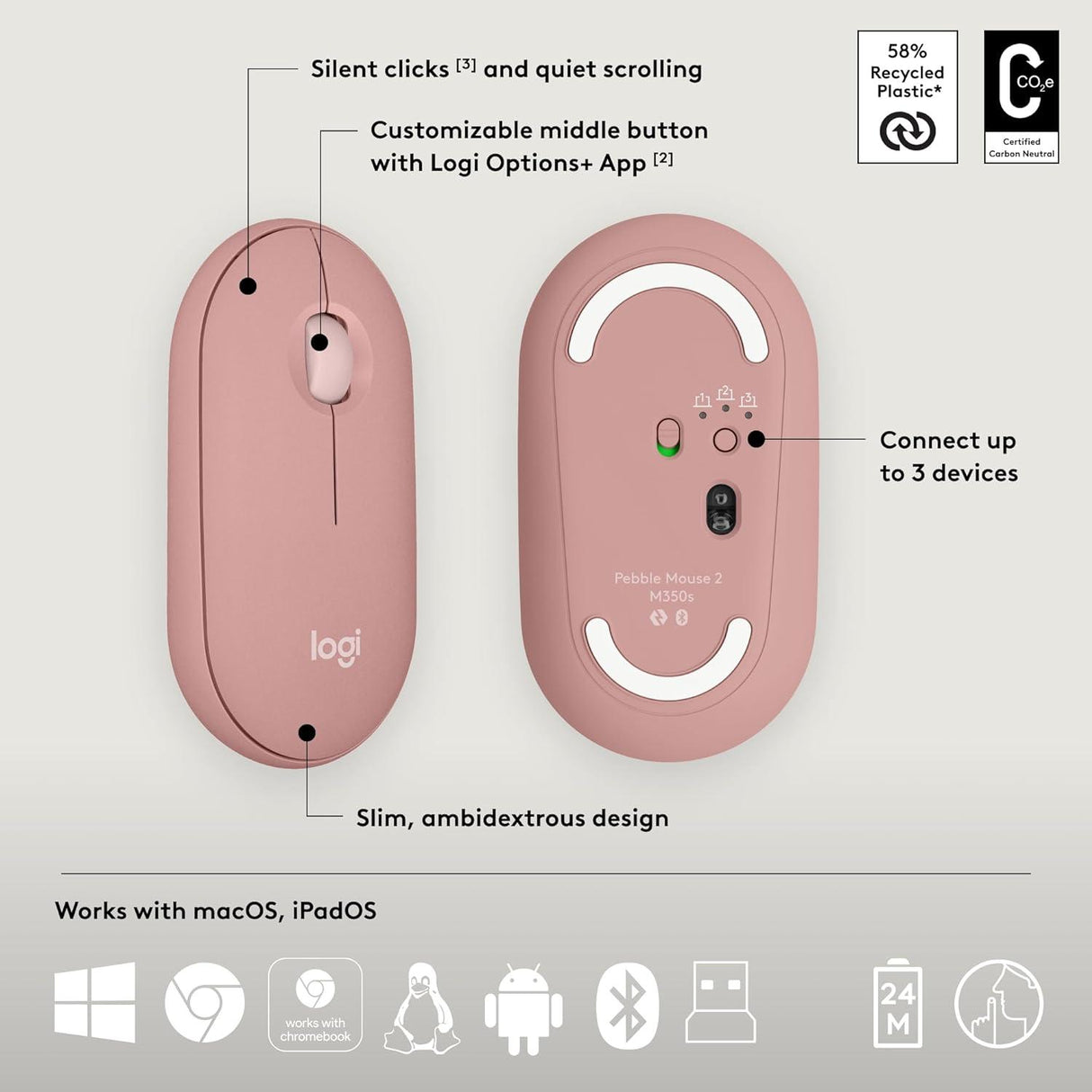 Logitech K380S Pebble 2 Combo Wireless Keyboard & Mouse