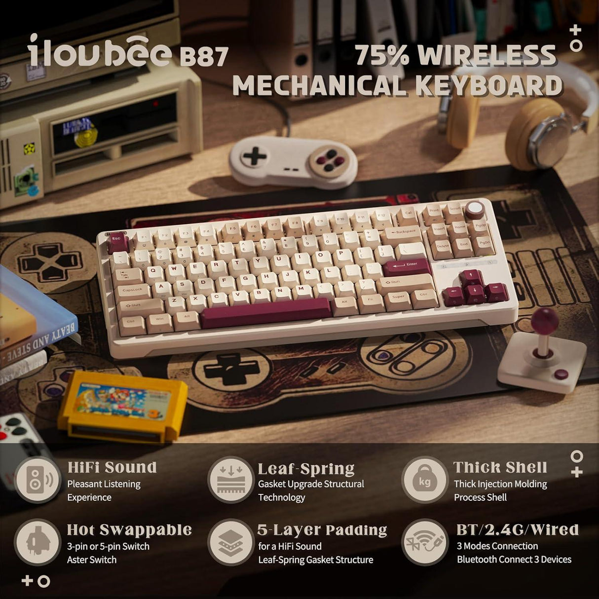 ILovbee B87 Mechanical Keyboard Tri-mode Mechanical Keyboard