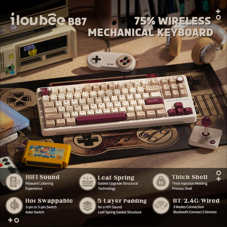 ILovbee B87 Mechanical Keyboard Tri-mode Mechanical Keyboard