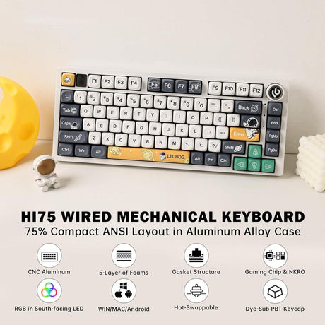 LEOBOG Hi75 Aluminum Alloy Wired Mechanical Keyboard (Astronaut), Nimbus V3 Switch - CozyDev