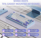 RK ROYAL KLUDGE R75 Tri-Mode Hot Swappable Mechanical Gaming Keyboard - Misty Rain Switch