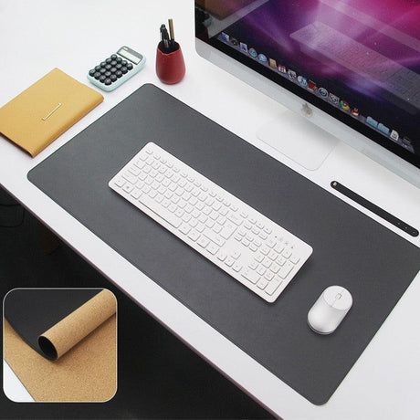 Premium Dual-Sided Large Leather & Wood Mouse Pad - CozyDev