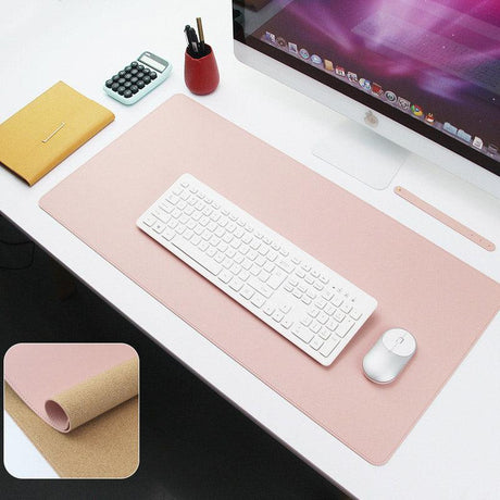 Premium Dual-Sided Large Leather & Wood Mouse Pad - CozyDev