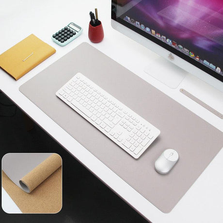 Premium Dual-Sided Large Leather & Wood Mouse Pad - CozyDev