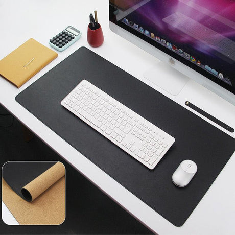 Premium Dual-Sided Large Leather & Wood Mouse Pad - CozyDev